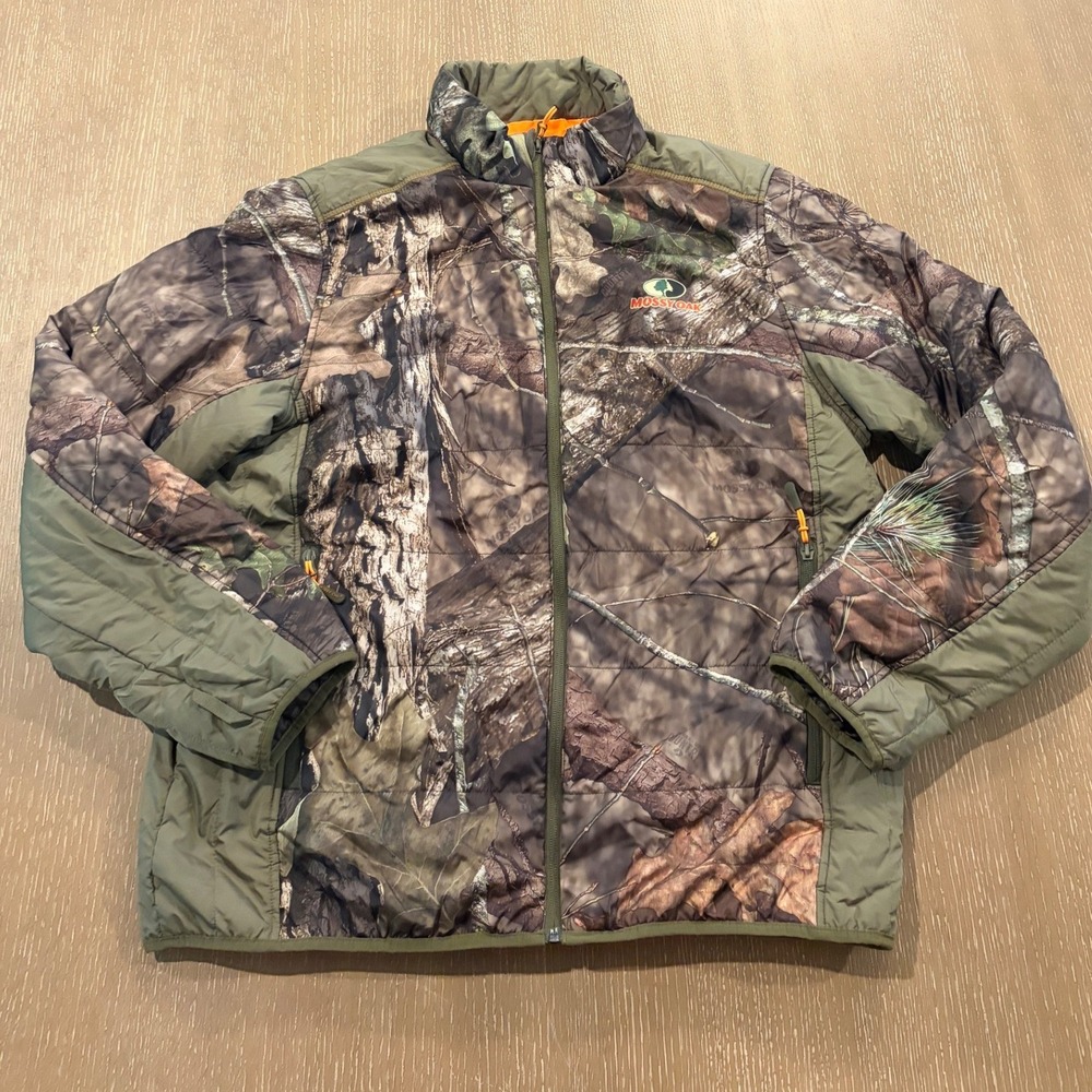 Mossy Oak Mens XL Camo Puffer Hunting Jacket Lined Full Zip Lightweigh Softshell
